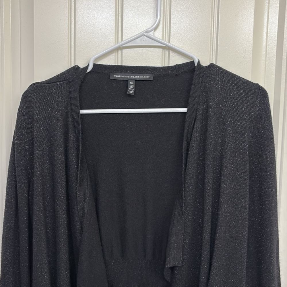 White House Black Market black shimmer cardigan - Picture 2 of 9